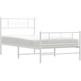  Metalni okvir kreveta uzglavlje i podnožje bijeli 107x203 cm | shoptok.hr