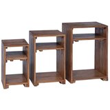  Akcentna miza s polico 3 pcs Rjava Masivni mahagonijev les, (5000163950) | Shoptok.si