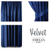Restilo Modra žametna zavesa AmeliaHome Velvety Royal, 245 x 140 cm | Shoptok.si