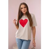 Kesi Cotton blouse with beige heart print | shoptok.hr