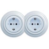 Kliklap - Dupla retro kućna utičnica sa ramom SCHUKO 230V plava | Eponuda.com