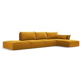 Mazzini Sofas Gorčično rumena žametna kotna sedežna garnitura z ležalnikom (desni kot) Vanda – | Shoptok.si