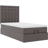 vidaXL Otomanski posteljni okvir z vzmetnico siv 100x200 cm um. usnje | Shoptok.si
