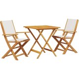  3-dijelni bistro set od tkanine i masivnog drva krem bijelim | shoptok.hr