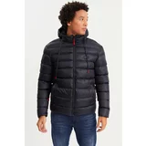 River Club Men's Navy Blue Lined Water and Windproof Hooded Winter Puffer Coat
