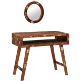 vidaXL Toaletne mize za spalnice s polico s shranjevanjem z ogledalom Trdna obnovljena les | Shoptok.si