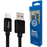 X Wave kabl za punjač usb a (muški) na micro usb (muški) 1.2m crni upleteni Cene