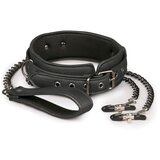 EasyToys Fetish Collection Leather Collar With Nipple Chains Cene
