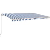 vidaXL Ročno zložljiva tenda z LED lučmi 500x350 cm modra in bela | Shoptok.si