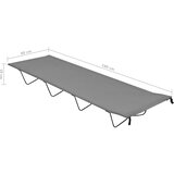  Krevet za kampiranje 180 x 60 x 19 cm od tkanine i čelika sivi | shoptok.hr