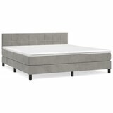vidaXL Box spring postelja z vzmetnico svetlo siva 160x200 cm žamet, (20896046) Cene