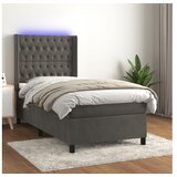  Box spring postelja z vzmetnico LED temno siva 90x200 cm žamet | Shoptok.si