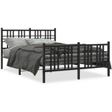 vidaXL Kovinski posteljni okvir z vzglavjem in vznožjem črn 120x190 cm | Shoptok.si