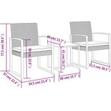  3-dijelni vrtni blagovaonski set s jastucima crni od PP ratana | shoptok.hr