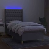  Box spring postelja z vzmetnico LED sv. siva 100x200 cm blago, (20723979) | Shoptok.si