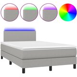 Krevet s oprugama i madracem LED svjetlosivi 120x190 cm tkanina | shoptok.hr