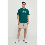 Adidas Bombažna kratka majica moška, zelena barva, IS0177