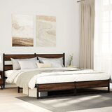 Maison Chic Kovinski Posteljni okvir - Dvoposteljna postelja - Zakonska postelja brez vzmetnice rjavi hrast 180x200 cm, (21694076) | Shoptok.si