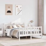 vidaXL Posteljni okvir z vzglavjem brez vzmetnice bel 160x200 cm Cene