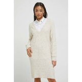 Vila Haljina s primjesom vune boja: bež, mini, ravna | shoptok.hr