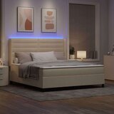 Box Spring postelja z vzmetnico in LED osvetlitvijo Krem 180x200 cm Tkanina, (22049470) | Shoptok.si