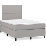 vidaXL Box spring postelja z vzmetnico LED sv. siva 120x190 cm blago Cene
