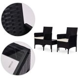 Multi Garden vrtni set namještaja – 2 fotelje i stol s kaljenim staklom, crni | shoptok.hr