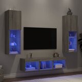 vidaXL 5-dijelni zidni TV elementi s LED svjetlima boja sivog hrasta Cijene