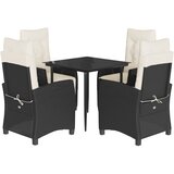  5-dijelni vrtni blagovaonski set s jastucima od poliratana crni Crna Dužina stola 80 cm | Shoptok.si