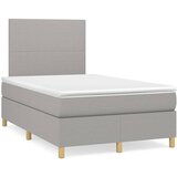 vidaXL Box spring postelja z vzmetnico LED sv. siva 120x190 cm blago Cene
