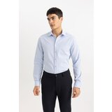Defacto Slim Fit Polo Neck Honeycomb Textured Long Sleeve Shirt | ePonuda.com