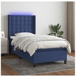 Box spring postelja z vzmetnico LED modra 90x200 cm blago | Shoptok.si