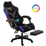 gejmerska stolica sa rgb osvetljenjem i lumbalnim masažerom the magic, materijal štof + eko ( THE MAGIC )