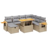 Maison Chic Seti vrtnega pohištva - Vrtna garnitura - Vrtni pohištvo set 8-delna z blazinami bež poli ratan, (21798770) | Shoptok.si