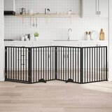 vidaXL Ograda za pse z vrati zložljiva 4 paneli črna 320 cm topolovina | Shoptok.si