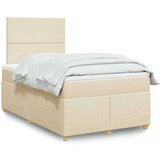 vidaXL Box spring postelja z vzmetnico krem 120x200 cm blago, (21308220) | Shoptok.si
