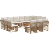  Zunanja garnitura za sedenje 14 pcs Naravna in krem bela, (5000270672) | Shoptok.si