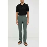 Bruuns Bazaar Lanene hlače zelena barva