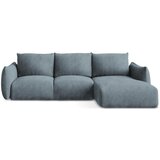 Makamii Plava sklopiva kutna garnitura od šenila (s desnim kutom/s ležaljkom) Leila – | shoptok.hr