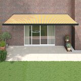 vidaXL Zložljiva tenda rumena in bela 5x3 m blago in aluminij | Shoptok.si