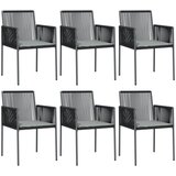 The Living Store Vrtni stoli z blazinami 6 kosov črni 54x60,5x83,5 cm poli ratan - Vrtni Stol, (21461868) | Shoptok.si