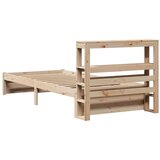  Posteljni okvir z vzglavjem bel 75x190 cm trdna borovina, (21303753) | Shoptok.si