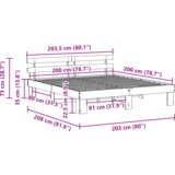  Krevetna konstrukcija s uzglavljem Smeđa 200x200 cm Čvrsta borovina | shoptok.hr