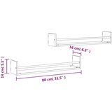 vidaXL Stenske police s prečkami 2 kosa črne 80x16x14 cm | Shoptok.si
