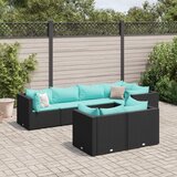 The Living Store Vrtna sedežna garnitura 7-delna z blazinami črna poli ratan - Vrtna Sedežna Garnitura, (21477219) | Shoptok.si