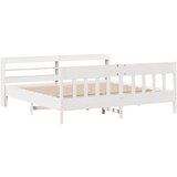 vidaXL Posteljni okvir z vzglavjem bel 200x200 cm trdna borovina, (21304338) | Shoptok.si