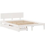 vidaXL Posteljni okvir s predali bel 150x200 cm trdna borovina | Shoptok.si