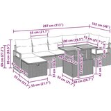  Sjedeća garnitura za vrt s jastukom 8 pcs Siva poliratan | shoptok.hr