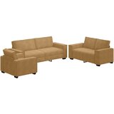  3-dijelni set sofa s jastucima, smeđi baršun | Shoptok.si