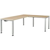 mauser Pisalna miza, kotna, spodnji del iz kvadratne/okrogle cevi, VxŠxG 650 - 850 x 1800 x 800 mm, kotni element na desni strani (širina 1000 mm), pl | Shoptok.si